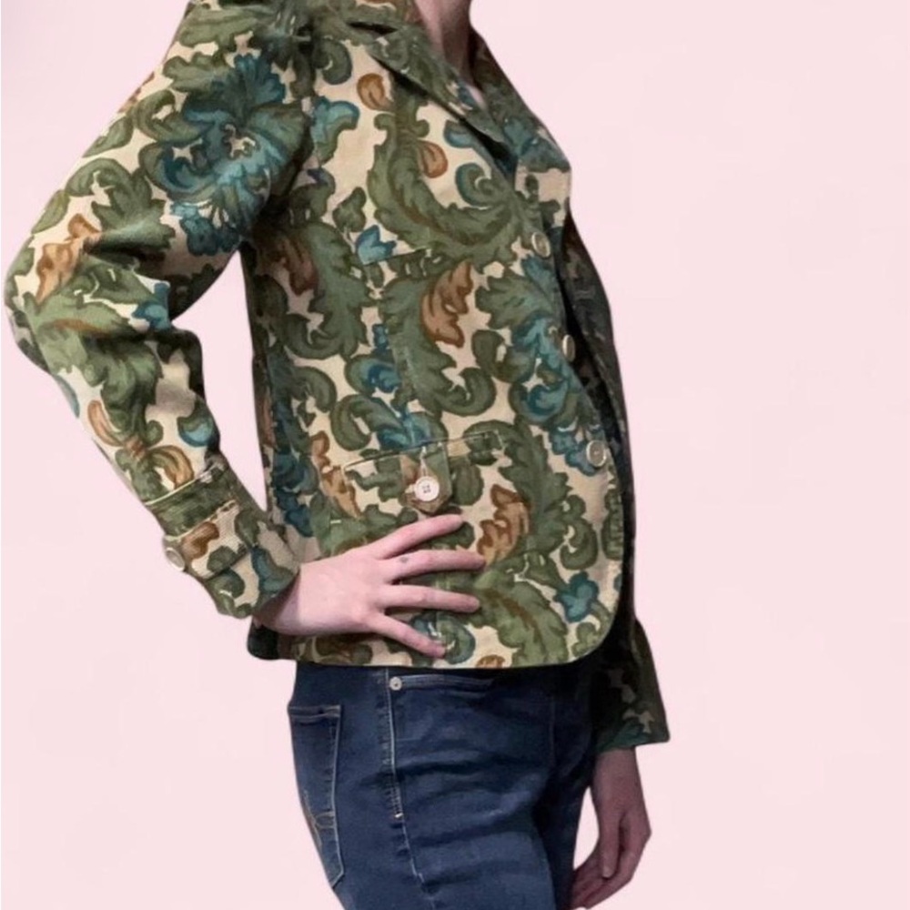 Floral Patterned Green Jacket - image 4